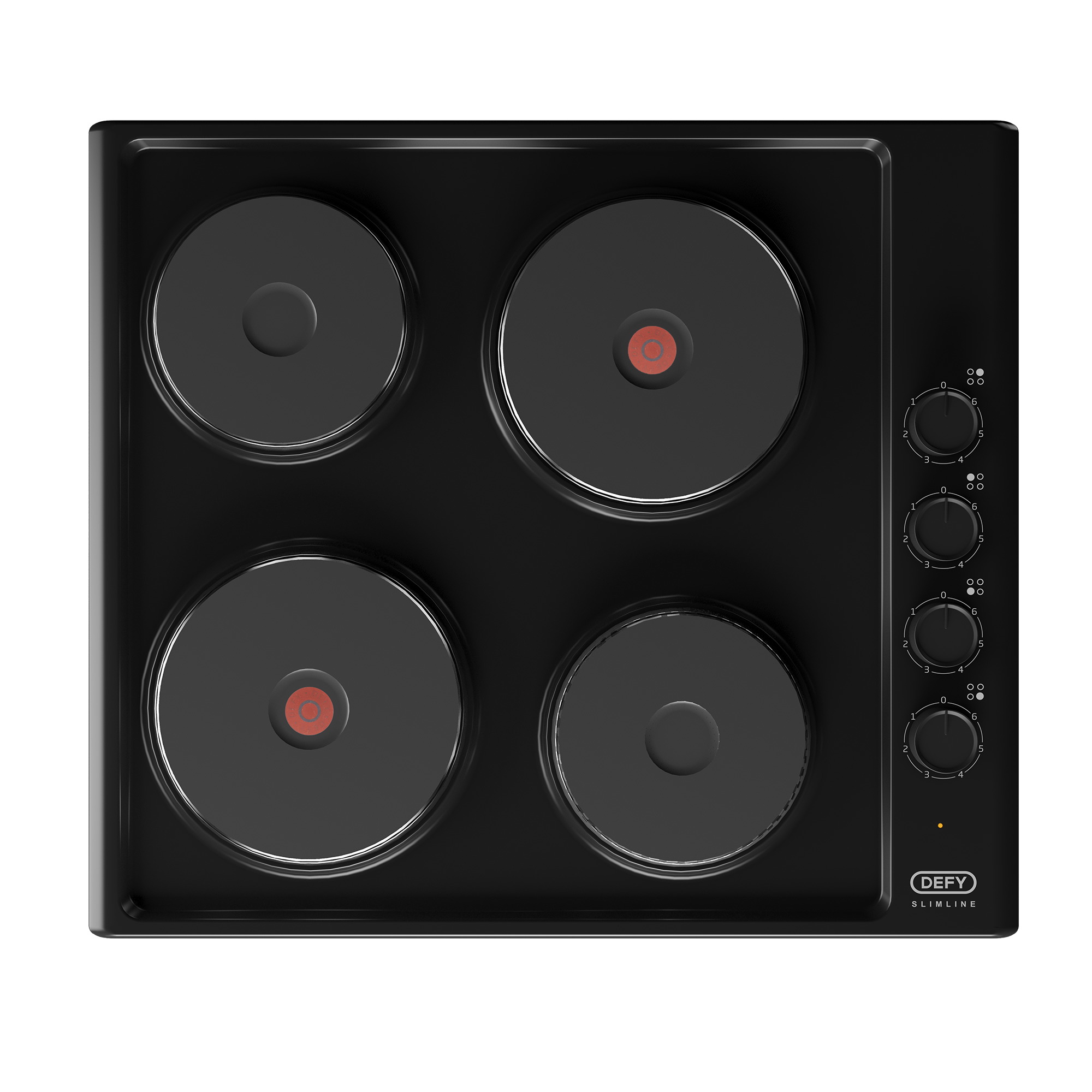 DEFY 60CM BLACK 4 PLATE CERAMIC HOB SOLID SLIMLINE